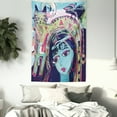 thumbnail image 3 of Modern Art Tapestry, Funk Style Avatar Woman with Cat on Her Head Graffiti Unusual Human Humor Art, Wall Hanging for Bedroom Living Room Dorm Decor, 60W X 80L Inches, Multicolor, by Ambesonne, 3 of 5