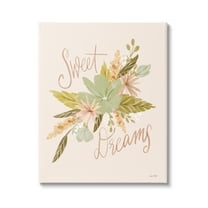 Stupell Industries Sweet Dreams Floral Phrase Botanical & Floral Painting Gallery Wrapped Canvas Print Wall Art, 16 x 20