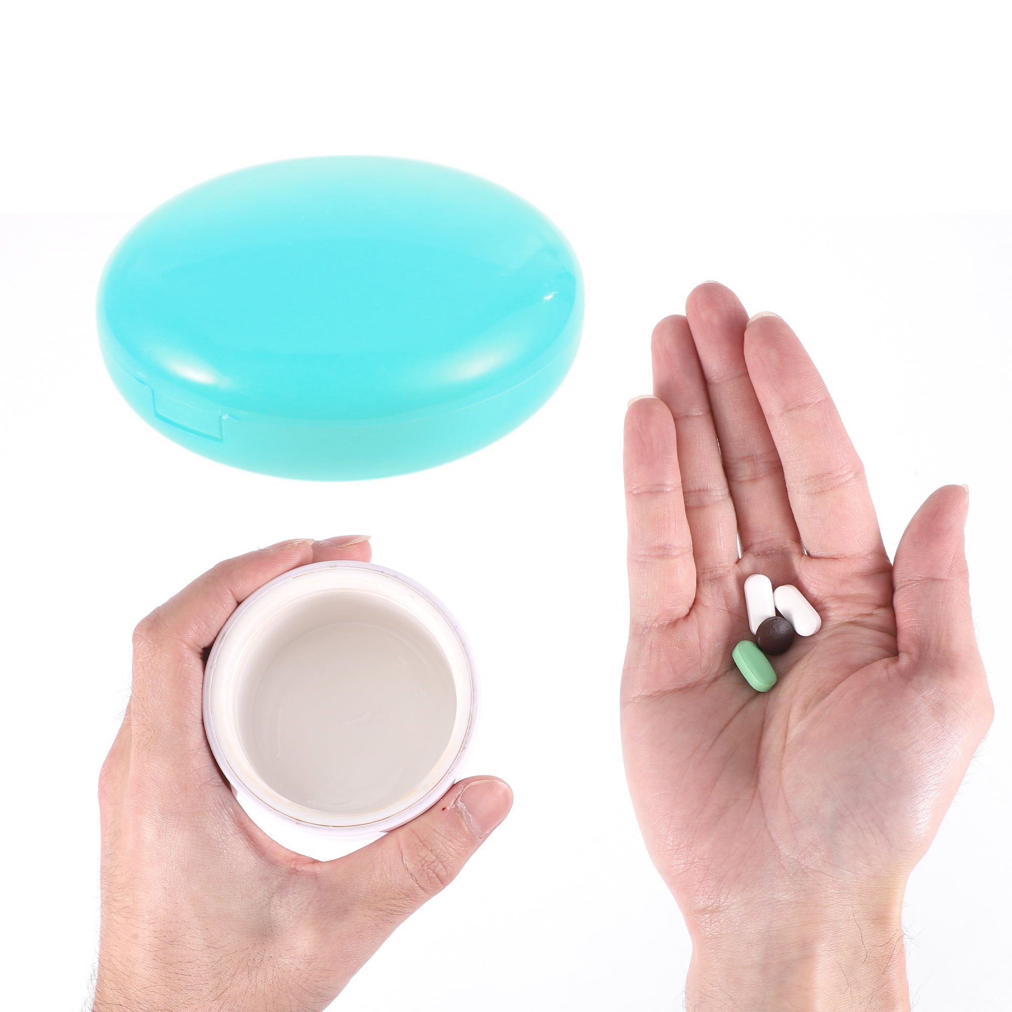Unique Bargains Lightweight 7 Grids Circular Single Layer Pill Case Blue