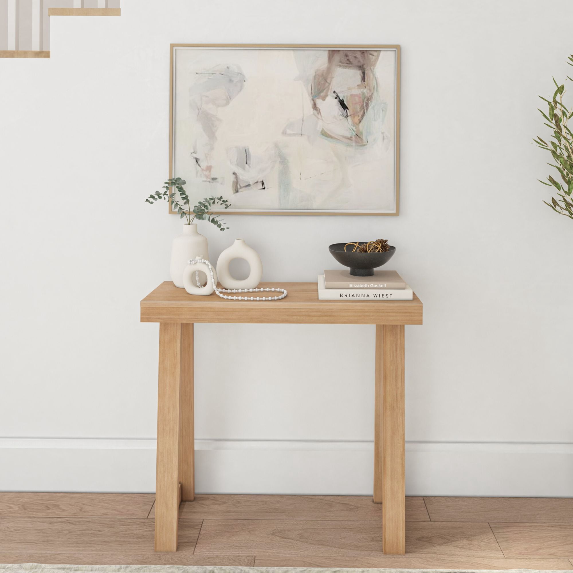 Plank+Beam 36” Solid Wood Console Table, Classic Farmhouse Style Sofa Table, Narrow Entryway Table for Hallway, Blonde