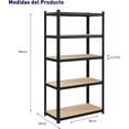 thumbnail image 2 of Set de 2 Anaqueles de Hierro Bluelander con 5 Niveles Ajustables, Capacidad de 120 kg, Organizadores Multiusos, Negro, 2 of 5