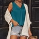 thumbnail image 5 of Camiseta sin mangas con cuello en V para mujer, color puro, acabado satinado, moda sin mangas, color liso satinado, 5 of 6
