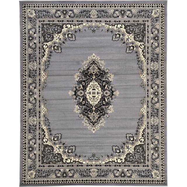 Unique Loom 3119171 8 10 feet (8' x 10') Mashad Area Rug, 8 x 10, Gray/Ivory