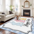 thumbnail image 3 of Happy Easter Area Rug 5x8 Washable Rug Non Slip Cute Lovely Colorful Rabbits Silhouette Blue Plaid Large Area Rug Soft Stainresistant Indoor Floor Carpet for Bedroom Home Office Dining Room, 3 of 8