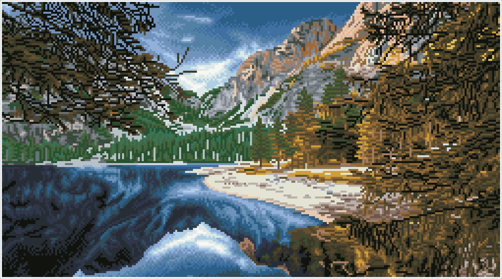 Diamond Dotz Braies Lake, Dolomites, Italy Mountain Diamond Painting Kits for Adults - Diamond Art Kits a Relaxing Creative Craft Kit with Dotz Gems  15.8"x28.4"
