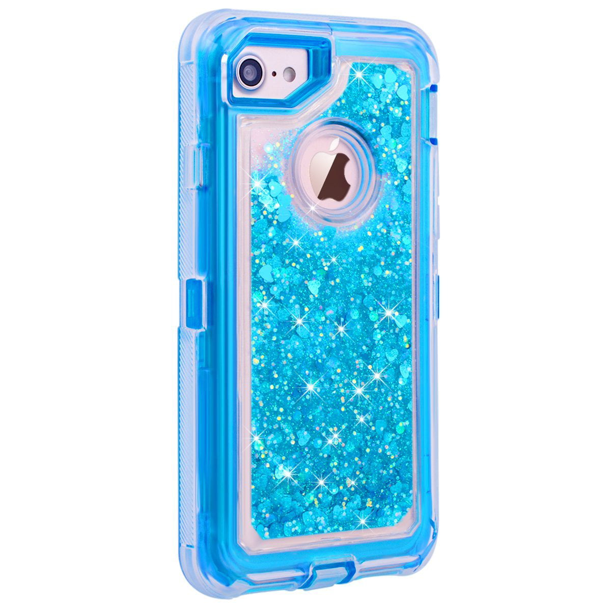 Defender Sparkling Holster Purple Clip Glitter 7 Liquid Transparent Case With Apple Tough Heart / For 8 IPhone IPhone