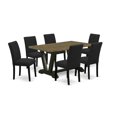thumbnail image 2 of East West Furniture 7-Piece Table and Chairs Dining Set Includes 6 Mid Century Dining Chairs with Upholstered Seat and High Back and a Rectangular Wood Dining Table - Black Finish, 2 of 9