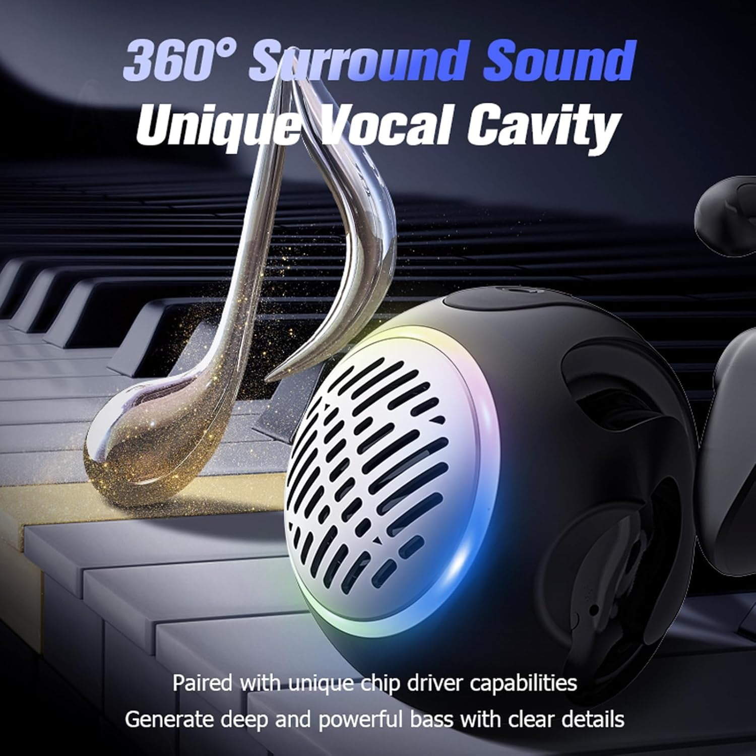 Open Ear Headphones Over The Ear Earbuds Wireless for Kids, Waterproof Small Mini Portable Bluetooth Speaker with Earbuds, OWS Hanging Earphones Air Bone Conduction Headphones 5.4 Bluetooth Headset