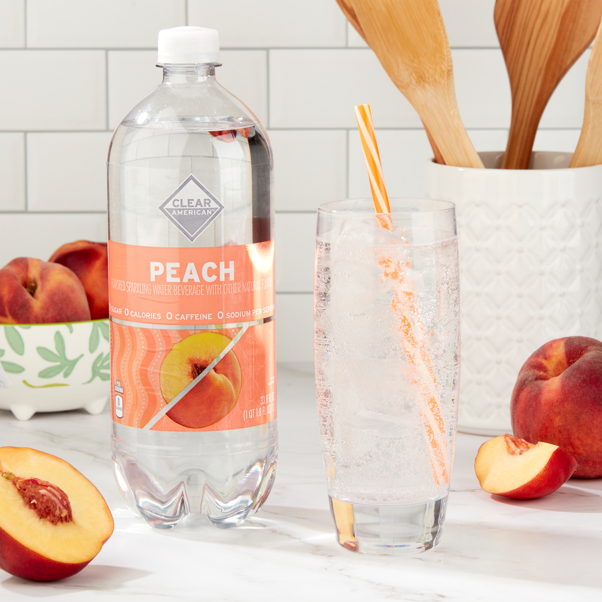 Clear American Peach Sparkling Water, 33.8 fl oz - image 2 of 7