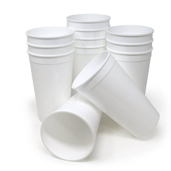 32 oz Reusable Plastic Cups, 12pk, Made in USA, BPA-Free Dishwasher Safe Blank Tumblers