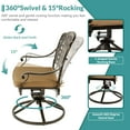 thumbnail image 4 of MEETWARM 9-Piece Outdoor Patio Dining Set for 8, All Weather Cast Aluminum Patio Funiture Table and Chairs Set- Large 64" Square Table and 4 Swivel Rocker Chairs, 4 Stationary for Garden, Khaki, 4 of 8