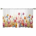 thumbnail image 7 of Sheer Curtains 54 inches Long, Red Pink and Yellow Poppy Oil Painting Floral Light Filtering Sheer Window Curtains Rod Pocket Voile Drapes for Bedroom Living Room, 52"W x 54"L 2 Panels, 7 of 7