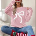 thumbnail image 4 of ZUKMRJPC Womens Christmas Sweater Casual Long Sleeve Crewneck Cute Bow Pullover Sweater Fall Winter Loose Warm Knitwear Holiday Outfits, 4 of 7