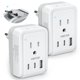thumbnail image 1 of Adaptador de enchufe de viaje VINTAR, paquete de 2 con 2 tomas de corriente alterna y 3 puertos USB, 1 of 6