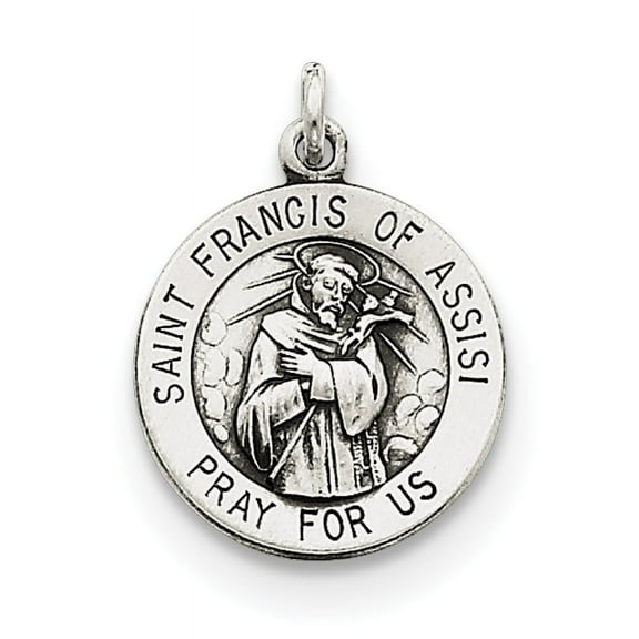 Sterling Silver Antiqued Saint Francis of Assisi Medal