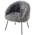 thumbnail image 3 of Anthony Faux Fur Black Powder Coated Metal Leg Accent Chair, Grey, 3 of 9
