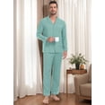 thumbnail image 7 of GIRUNS Men's Pajamas Set Soft Sleepwear Button Down Long Sleeve and Long Pants with Pocket Loungewear Sets Gray Green S, 7 of 7