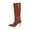 Brown, variant on RoamHome Women's Fashion Mid-Calf Boots Solid Pointed Toe Slip-On Stiletto Heel Chic Elegant Dressy Boots for Evening Party Daily Casual Wear