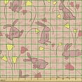 thumbnail image 2 of Animal Fabric by the Yard Upholstery, Bunnies with Flowers Pastel Spring Flora and Fauna Illustration, Decorative Fabric for DIY and Home Accents, Dark Coral Pale Pink by Ambesonne, 2 of 5