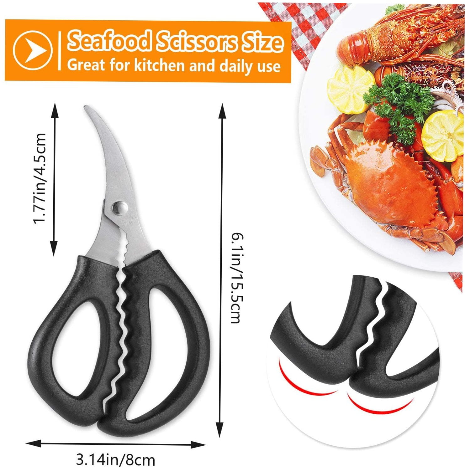 Stainless Steel Seafood Crab Lobster Scissors Shellfish Food Shears Cutting Tool 