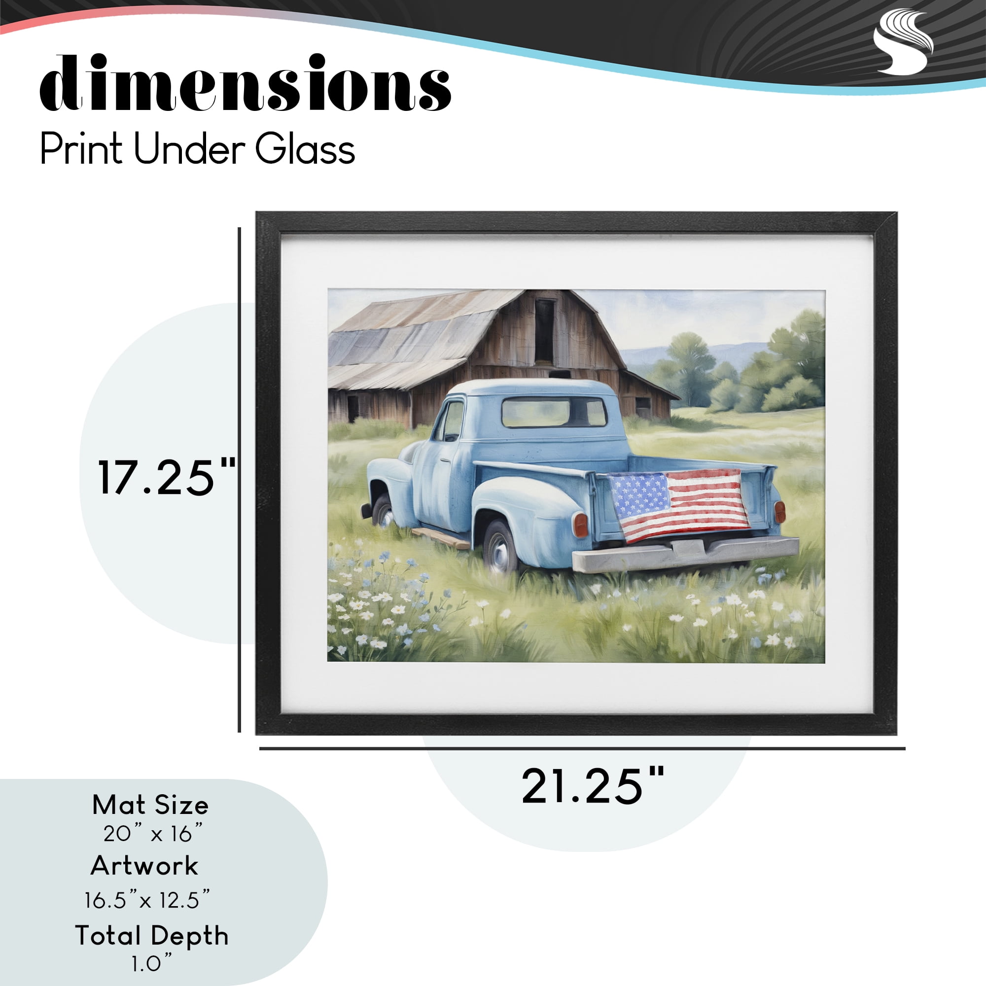 Stupell Industries American Pride Truck on Farm Black Framed Print Under Glass, design by Kim Allen
