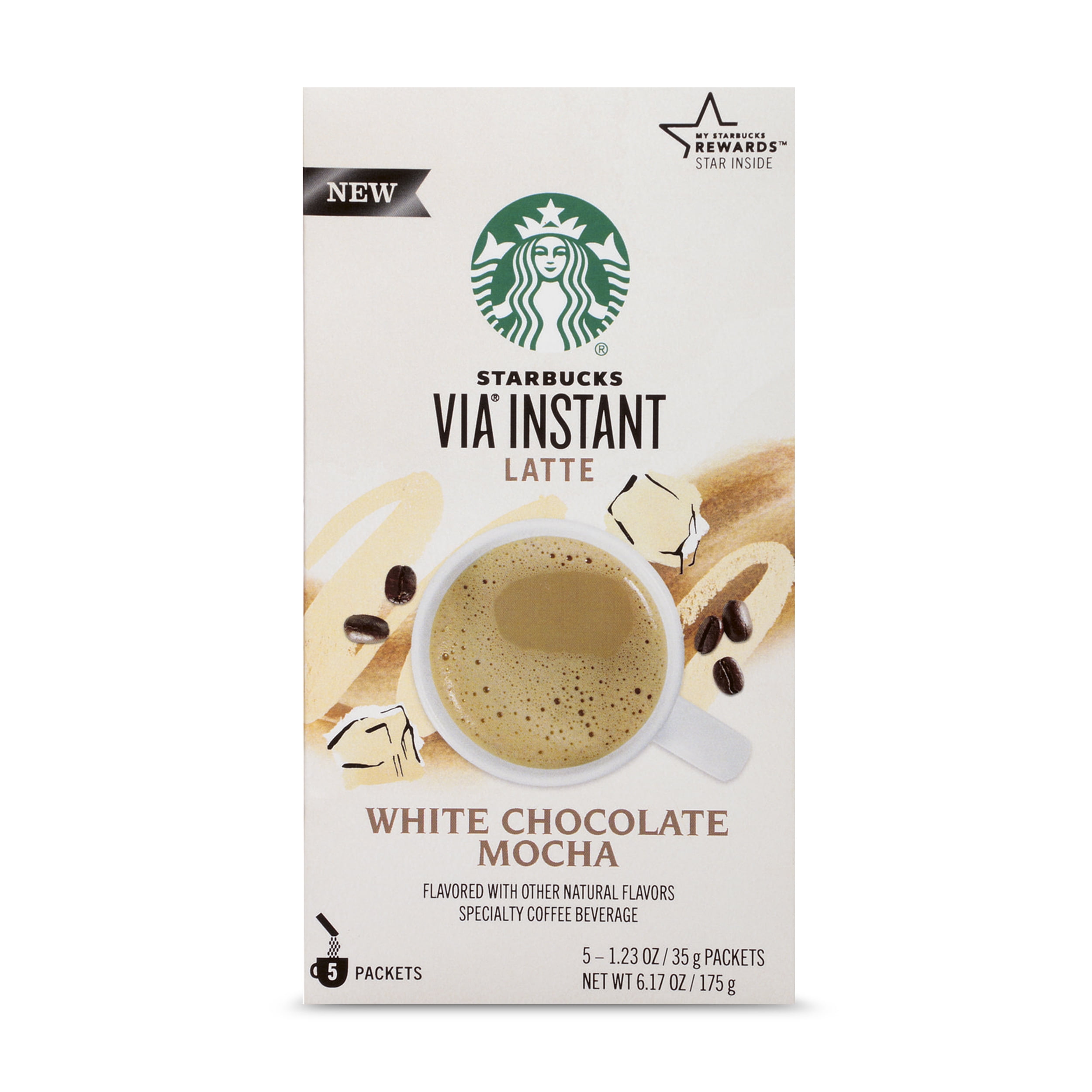 Starbucks VIA White Chocolate Mocha Latte Medium Roast Instant Coffee Packets, 5 Ct - Walmart.com