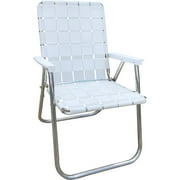 Lawn Chair USA Classic Folding Aluminum Webbed Chair |Bright White with White Arms