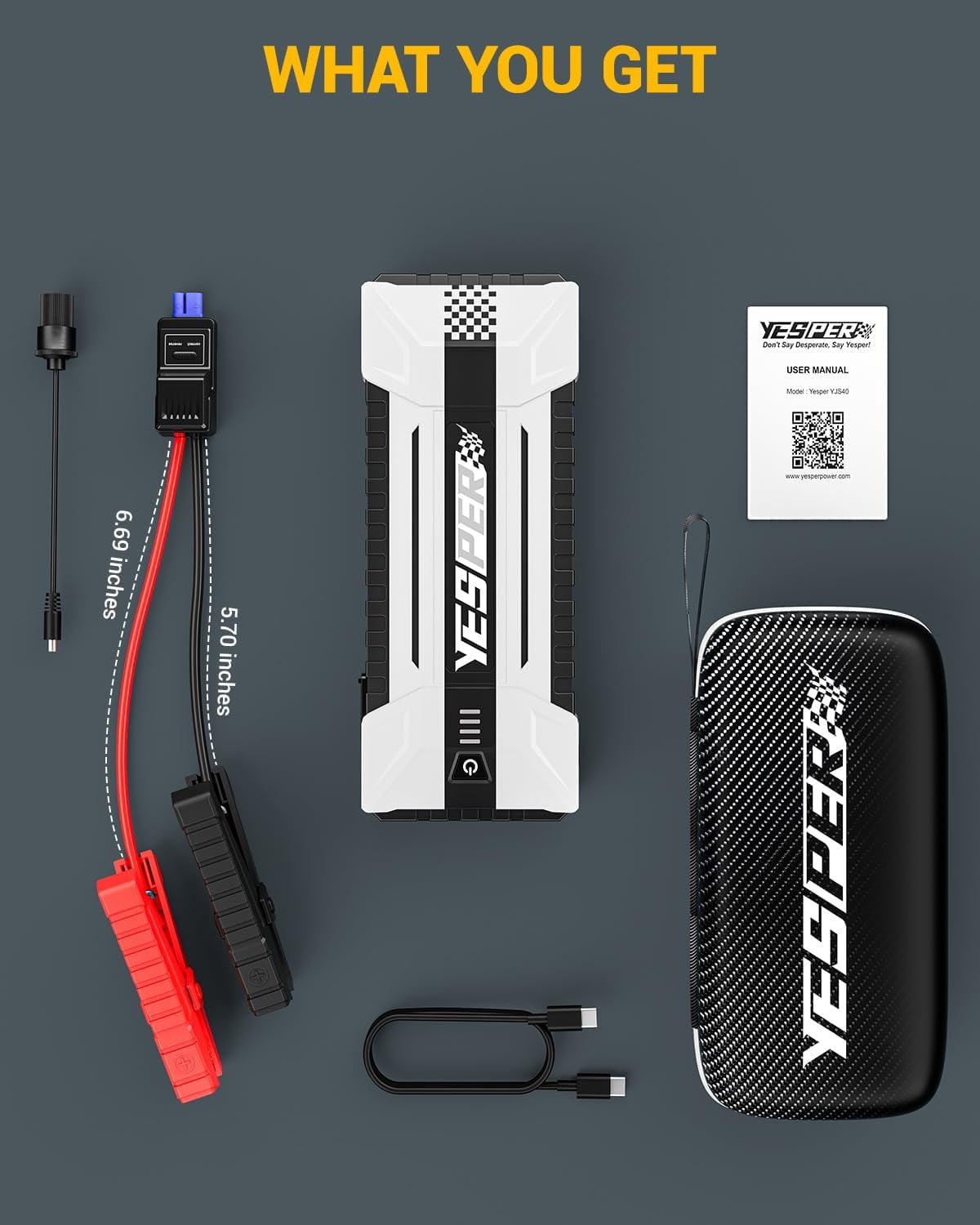 YESPER Car Jump Box ,4120A Peak Jump Box Starter For Car,ALL Gas and Up to 10.0L Diesel Engine, Powerful 12V Jump Pack With Power Bank/Quick Charge/LED Light