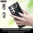 thumbnail image 2 of Allytechgroup Galaxy S22 Ultra Case with Keychain, Luxury Girly PU Leather Back Cover Bracket Stand Shockproof Bumper Drop Proof Phone Case Cover for Samsung Galaxy S22 Ultra, Black, 2 of 8