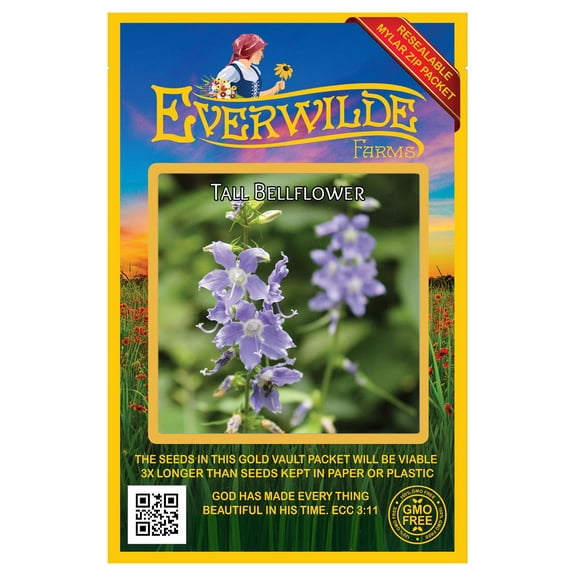 Everwilde Farms - 2000 Tall Bellflower Native Wildflower Seeds - Gold Vault Seed Packet