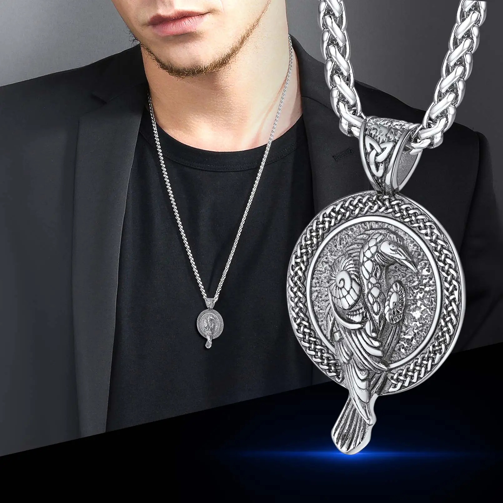 HZMAN Norse Viking Tree Of Life Necklace - Stainless Steel Yggdrasil Pendant For Men & Women
