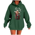 thumbnail image 6 of Feancey Christmas Hooded Sweatshirts for Women Funny Reindeer Graphic Hoodies Drawstring Long Sleeve Fleece Lined Pullover Sweatshirt with Kangaroo Pocket Army Green S, 6 of 6