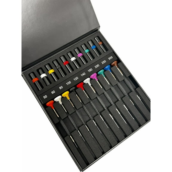 Bergeon 6899-A10 set of 10 ergonomic screwdrivers in a wooden case