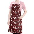 thumbnail image 5 of Red Christmas Plaid Deer and Tree Apron-Garden Aprons for Women with Pockets-Cotton Linen Waterproof Kitchen Cooking Gardening Aprons Adjustable for Kitchen,Cooking,BBQ and Salon 32"x27", 5 of 7