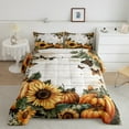 thumbnail image 2 of Manfei Orange Pumpkin Bedding Sets Twin with Comforter, Rustic Sunflower Duvet Insert, Fall Harvest Reversible Comforter Sets Twin Size, Lightweight Room Decorative, 2pcs, 2 of 8