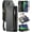 Black, variant on for iPhone 15 Wallet Case, for iPhone 15 Case Wallet for Women Men, Vintage PU Leather Magnetic Bukckle Flip Closure Wrist Strap Zipper Card Holder Phone Cases for iPhone 15, Luxury Coffee