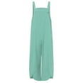 thumbnail image 4 of Wycnly Womens Jumpsuits Casual Loose Pocket Plus Size Cotton Linen Button Strap Jumpsuits Overalls Trendy Solid Square Neck Sleeveless Long Summer Rompers Mint Green xxxxl, 4 of 4