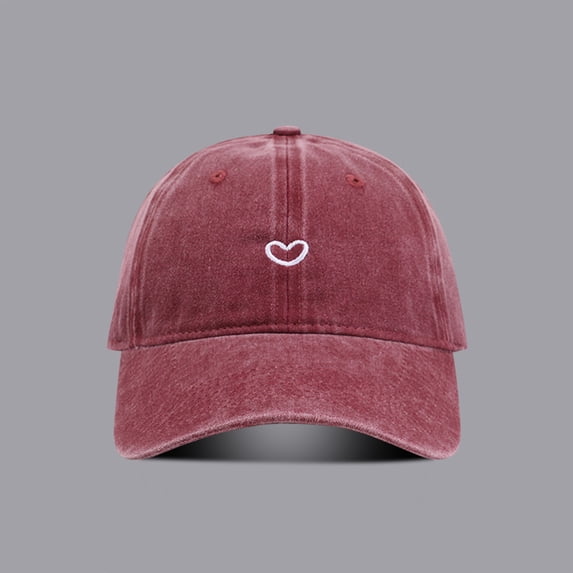 HGIEYS Women's Cute Heart Embroidered Baseball Cap Adjustable Vintage Washed Cotton Low Profile Dad Hat