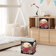 thumbnail image 5 of CURLYOOT Japanese Flower 11 x 11 Inch Cube Storage Bin, Decorative Storage Cube Foldable Basket with Leather Handle, Fabric Bin for Closet Shelves Home Organizer, 5 of 5