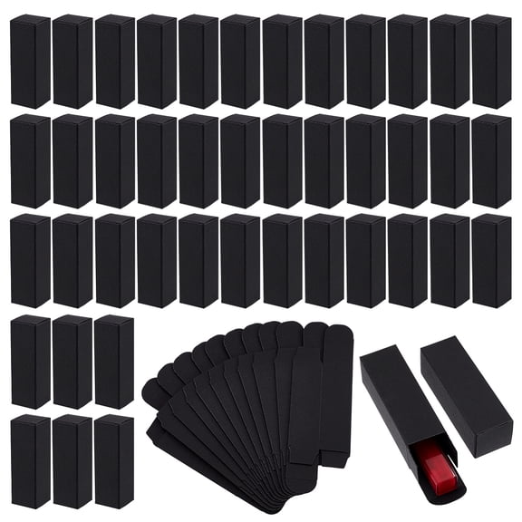 50pcs Kraft Paper Lipstick Boxes 1.1x1.1x3.4 inch Oil Lipstick Bottle Packaging Boxes Black Essential Oil Wrapping Box Lip Gloss