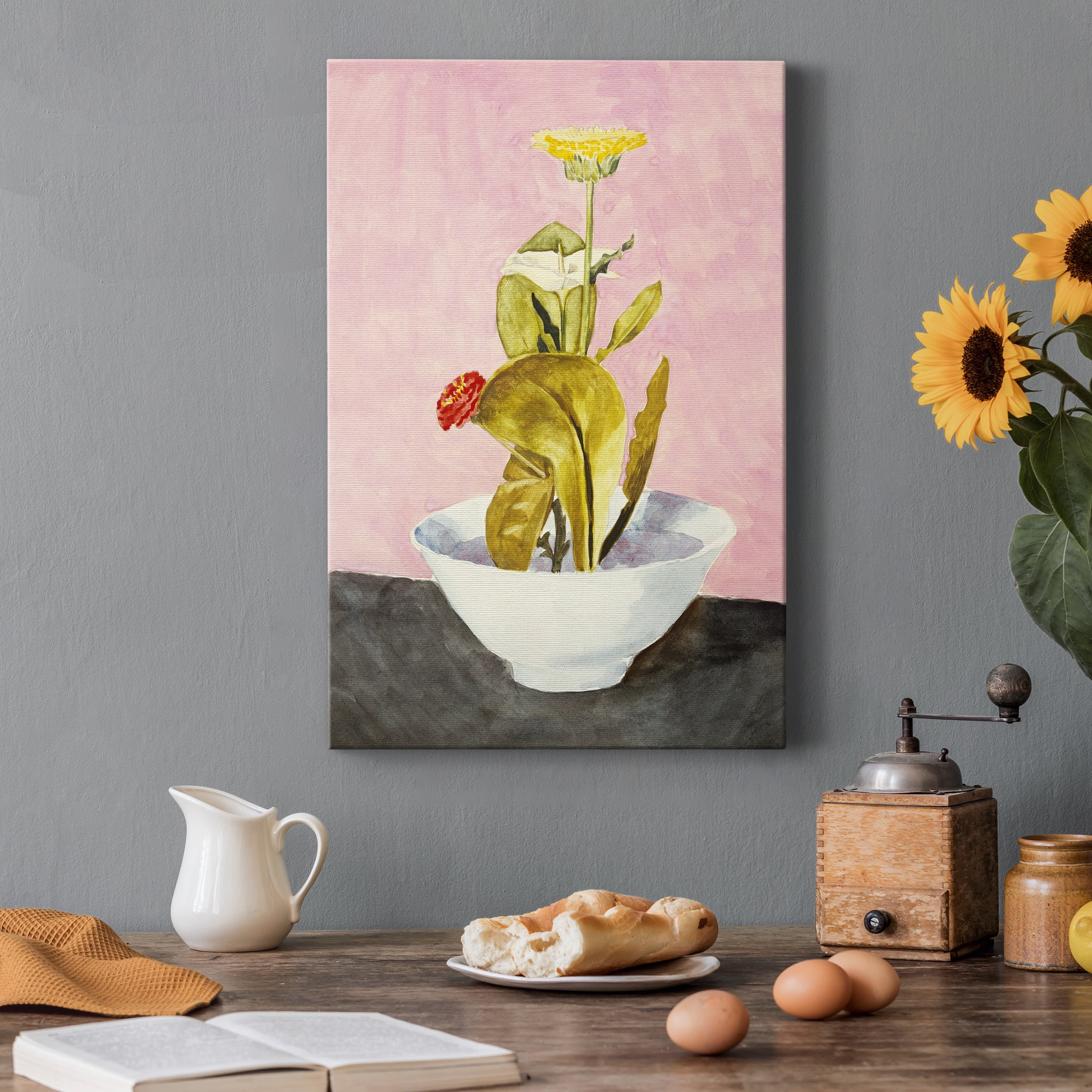 Bowl of Flowers Premium Gallery Wrapped Canvas - Ready to Hang - 12 x 18