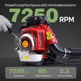 thumbnail image 3 of YNCE 80CC Backpack Gas Powered Leaf Blower 900 CFM 4.8 HP 2 Cycle Grass Lawn Blower Air Cooling, Low Vibration and Ergonomic Design for Outdoor Gard Yard Cleaning and Snow Removal (Red), 3 of 7