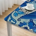 thumbnail image 4 of BANET  Mykonos Blue Paisley Tile Bordered Tabletop for Spring Summer Decorations, Picnics and Dinner Parties - Indoor Outdoor, Stain and Water Resistant, Tablecloth, Square white, 4 of 7
