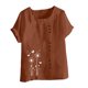thumbnail image 4 of Vestidos Casuales Para Mujer, Blusas De Mujer De Moda Blusa informal de lino con cuello redondo, manga corta y botones para mujer, 4 of 4