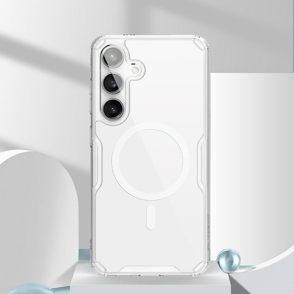 Allytech Magnetic Clear Case for Samsung Galaxy S24 Plus, [Support Wireless Charging] Ultra Slim Transparent Shockproof Non-Slip TPU Bumper Hard PC Back Protective Phone Case - White