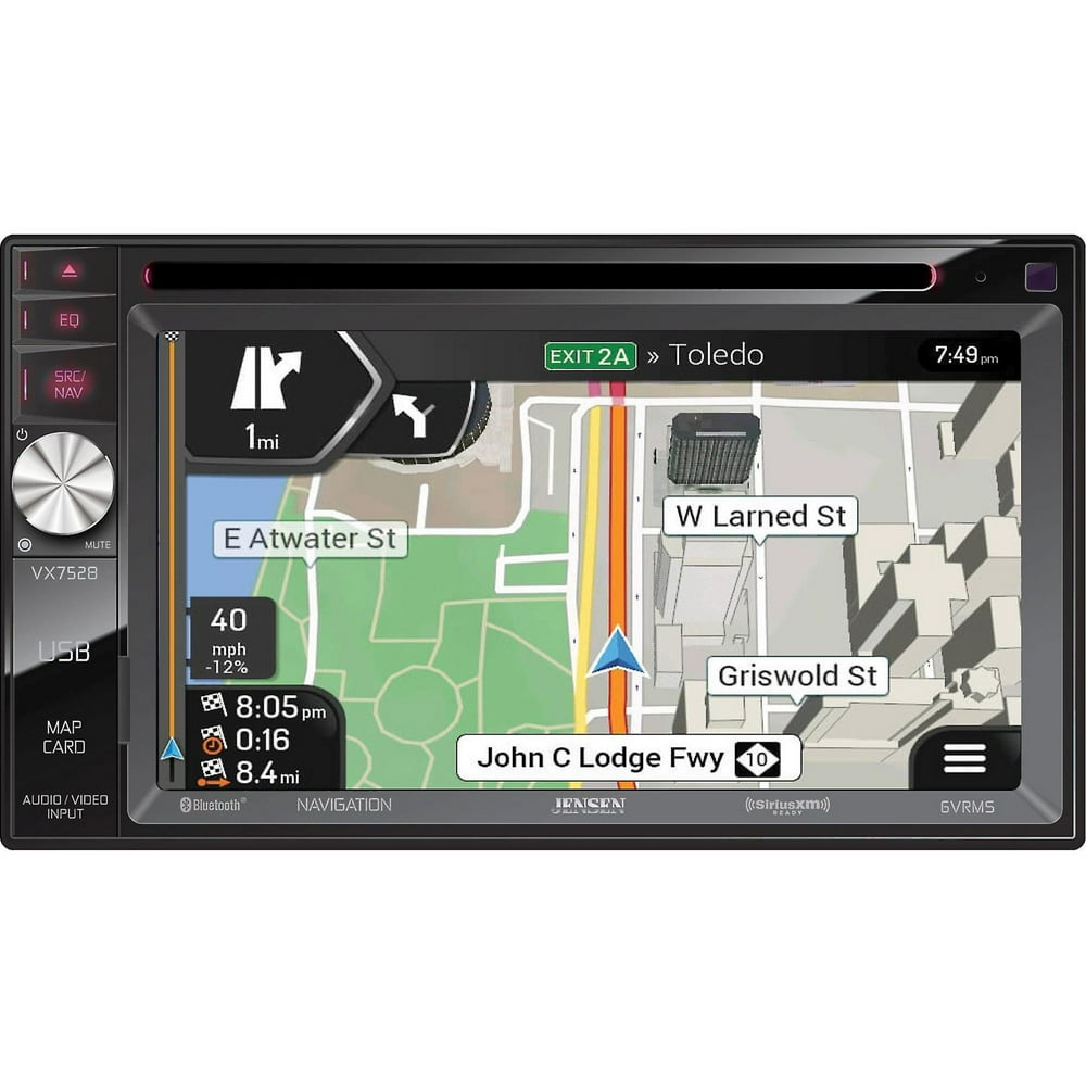 Jensen VX7528 2 DIN DVD Navigation receiver with Bluetooth Walmart