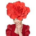 thumbnail image 4 of XASZHN Women Tea Party Headband Wedding Flower Cocktail Mesh Feathers Red_006 One Size, 4 of 5
