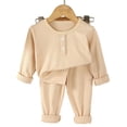 thumbnail image 2 of Xdegoge Toddler Baby Boys Girls Ribbed Clothes Set Long Sleeve Shirts and Elastic Waist Pants 2 Piece Fall Winter Outfits Casual Lounge Pajamas, 2 of 5
