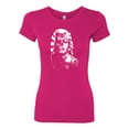 thumbnail image 2 of Wild Bobby, Manilyn Monroe Skull Face and Body Tattoo | Womens Pop Culture Slim Fit Junior Tee, Raspberry, Large, 2 of 4