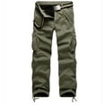 thumbnail image 2 of HOOMEUMY Men's Winter Fleece Cargo Pants Warm Trousers Multi-Pocket Straight Fit Outdoor Hiking Pants Green M, 2 of 9